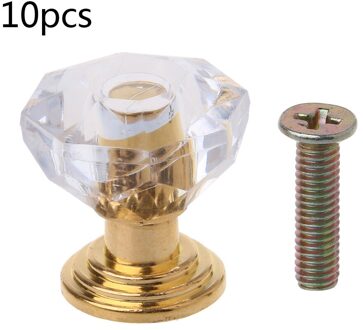 10Pcs Diamond Shape Crystal Glass Cabinet Knop Lade Pull Handvat Voor Sieraden Doos goud