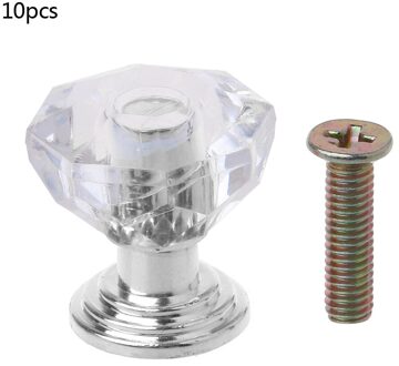 10Pcs Diamond Shape Crystal Glass Cabinet Knop Lade Pull Handvat Voor Sieraden Doos zilver