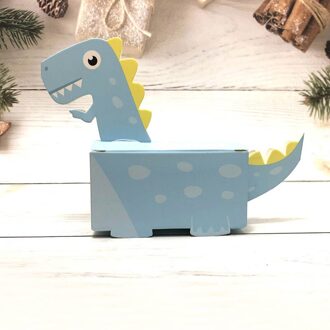 10Pcs Dinosaurus Party Blauw Groen Cookie Box Baby Shower Candy Box Behandelen Kids Verjaardag Papier Dozen Voor Verpakking