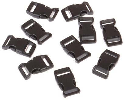 10Pcs Diy Craft Gebogen Side Release Gesp Paracord Armband Diy Huisdieren Kraag Camping Tassen Accessoires 40Mm X 22.5mm 5/8" zwart