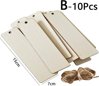 10Pcs Diy Graffiti Opknoping Label Rechthoekige Natuurlijke Hout Plakjes Blank Onvoltooide Houten Handgemaakte Ambachten Home Party Decoratie