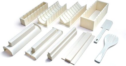 10Pcs Diy Mold Kookgerei Sushi Kit Thuis Keuken Machine Sushi Roll Maker Gereedschap Set Gadgets Japanse Snack Voedingsmiddelen bazooka 10 stk reeks