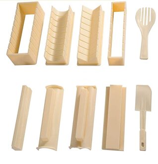 10Pcs Diy Mold Kookgerei Sushi Kit Thuis Keuken Machine Sushi Roll Maker Gereedschap Set Gadgets Japanse Snack Voedingsmiddelen bazooka wit