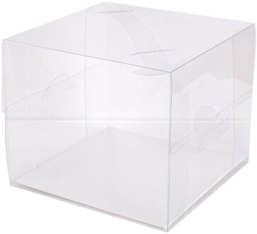 10Pcs Draagbare Clear Taartdoos Handheld Transparante Bakken Gebak Cheese Cake Verpakking Box Voor Verjaardag Bruiloft 19.5x19.5x13 cm