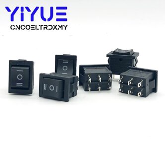 10pcs Drukknop 15*21mm 3 Positie 6 Pins kleine zwarte KCD1 OP-OFF- OP Boot Rocker Switch 6A/250VAC 10A/125VAC