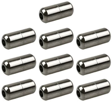 10Pcs Elastische Veters Sluitingen Metal Capsule Lock Gespen Tip Uiteinden Geen Tie Schoenveters Tieless Elastische Lui Schoenveter Accessries zwart