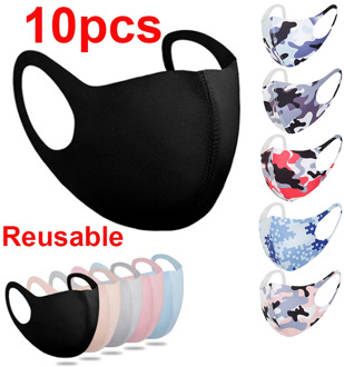 10pcs Face Mask Black Mouth Mask Reusable Masks Washable Mascarillas Facial Masks Cotton Face Masks Adult Protective Face Mask