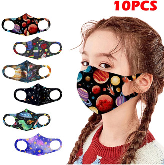 10pcs Face Mask Kids Boy Girls Washable Cartoon Mask Silk Reusable Mouth Mask Mascarillas Cool Silk Breathing Masque Facial Mask