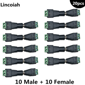 10pcs Female + 10pcs Male DC connector 2.1*5.5mm Power Jack Adapter Plug Cable Connector for 3528/5050/5730 led strip light