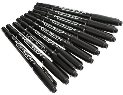 10Pcs Fine Dual Heads Marking Pen Marker Waterproofink Thin Nib Black Liner Art Pen Tekening Briefpapier Kantoorbenodigdheden Marker