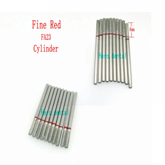 10pcs Fine Red dental Shank Diamond Grinding Bur Drill For Dental Grinding Dental Polishing Burs 2.35mm