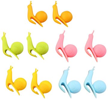 10Pcs Gemak Siliconen Theezakjes Houder Leuke Slak Vorm Silicone Theezakje Houder Cup Mok Snoep Kleuren Set
