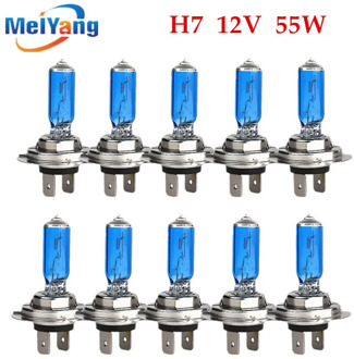 10pcs H7 55W 12V Super Bright White Fog Lights Halogen Bulb High Power Headlights Lamp Car Source parking auto