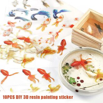 10Pcs Handcraft 3D Hars Schilderijen 3D Kleine Goudvis Stickers Voor Diy Epoxyhars Craft