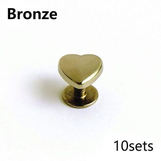 10Pcs Hart Vorm Metalen Schroef Terug Klinknagels Voor Leer Studs Nail Kledingstuk Leer Craft Belt Wallet Bag Decoratie Hardware bronzen
