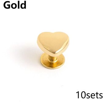 10Pcs Hart Vorm Metalen Schroef Terug Klinknagels Voor Leer Studs Nail Kledingstuk Leer Craft Belt Wallet Bag Decoratie Hardware goud