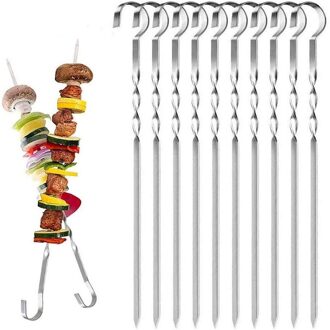 10Pcs Herbruikbare Grill Rvs Barbecue Spiesjes Bbq Naald Sticks Voor Outdoor Camping Picknick Keuken Accessoires Gereedschap