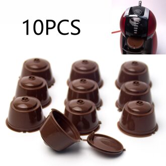 10Pcs Hervulbare Koffie Capsules Voor Dolce Gusto Koffie Pods Herbruikbare Koffie Filter Plastic Met Lepel Borstel 10stk bruin