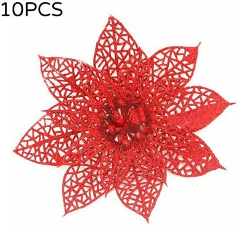 10Pcs Hollow Cutting Gold Saffloer Fruit Holle Bladeren Kerstboom Decoratie Krans Diy Met Ornamenten Kleine Hanger Rood