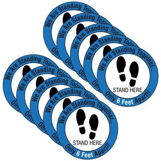 10Pcs Houden Distantiëren Floor Decal Veiligheid Vloer Teken Marker Behouden 6 Voet Afstand Floor Sticker (Blauw)