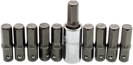 10pcs Impact Socket Adapter 1/4" Hex Shank to 1/4" Drive Tool With 1/4" Square Drive to 1/4" Hex Shank Screwdriver Bit Converter