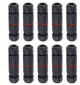 10PCS IP68 Waterproof Straight Connector Electrical Wire Cable 3Pin Connector Outdoor Plug Socket