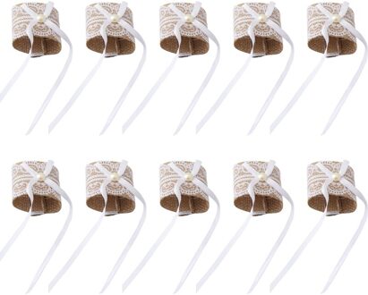 10Pcs Kant Servetring Gesp Bruiloft Bruiloft Tafel En Stoel Gesp Jute Servet Ring Servet Bruiloft Partij Decoratie