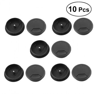 10Pcs Kantoor Pc Computer Bureau Grommet Kabelopening Cover 50Mm Diameter (Grijs Wit) zwart