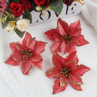 10Pcs Kerst Bloemen Kerstboom Decoraties Glitter Bruiloft Kunstbloemen Decor Xmas Home Decor