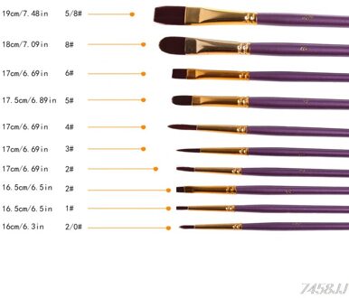 10Pcs Kids Aquarellen Borstel Aquarel Verf Houten Handvat Pull Haak Lijn Pen Nail Kunstenaars Set Korte Miniatuur Detail Acryl oi