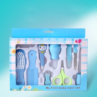 10Pcs Kids Nail Haar Gezondheidszorg Baby Thermometer Grooming Borstel Kit Blauw