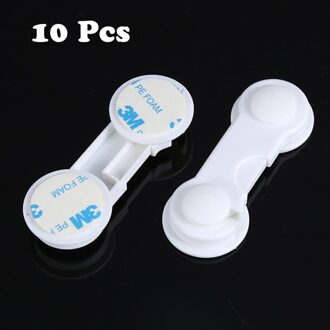 10Pcs Kind Veiligheid Kabinet Lock Baby Proof Beveiliging Protector Lade Vergrendelingen Plastic Sloten Bandjes Kids Veiligheid Deurslot 10stk type A wit