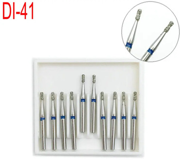 10pcs/kit Dental Diamond Burs Double Inverted Cone Sharp Polishing Smoothing Whitening Tool For High Speed Handpiece DI-41