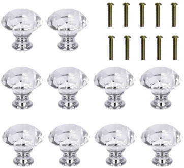 10pcs Kitchen Crystal Cabinet Knob Household Transparent Drawer Handle Fashion Glass Furniture Door Pull Handle Hardware