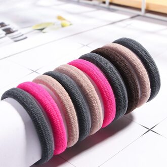 10Pcs Kleur Haar Touw Ring Elastische Haarband Paardenstaart Houder Haar Banden Voor Meisjes Haar Accessoires Chouchou Hoofdband rood zwart