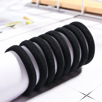 10Pcs Kleur Haar Touw Ring Elastische Haarband Paardenstaart Houder Haar Banden Voor Meisjes Haar Accessoires Chouchou Hoofdband zwart