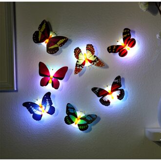 10Pcs Kleurrijke Muurstickers Наклейки Veranderende Vlinder 3D Led Nachtlampje Lamp Thuis Kamer Party Muur Decor Decoraties Наклейки 10stk-kleur willekeurig