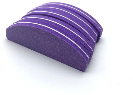10Pcs Kleurrijke Spons Nagelvijl Voor Uv Gel Nagellak Nail Art Manicure Pedicure Buffer Mini Half Moon Schuren buffer Blok paars