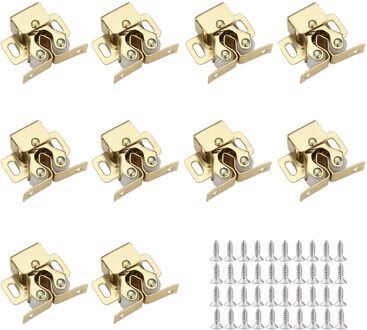 10Pcs Klink Meubelen Metalen Dubbele Roller Deur Vangsten Hardware Voor Garderobe Duurzaam Kast Met Schroeven Installeren goud