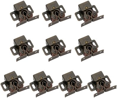 10Pcs Klink Meubelen Metalen Dubbele Roller Deur Vangsten Hardware Voor Garderobe Duurzaam Kast Met Schroeven Installeren rood bronzen