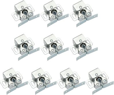 10Pcs Klink Meubelen Metalen Dubbele Roller Deur Vangsten Hardware Voor Garderobe Duurzaam Kast Met Schroeven Installeren Zilver