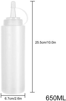 10Pcs Knijpt Flessen Plastic Knijpt Saus Flessen Met Caps Ketchup Salade Dressing Fles M56 650ml