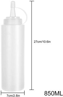 10Pcs Knijpt Flessen Plastic Knijpt Saus Flessen Met Caps Ketchup Salade Dressing Fles M56 850ml
