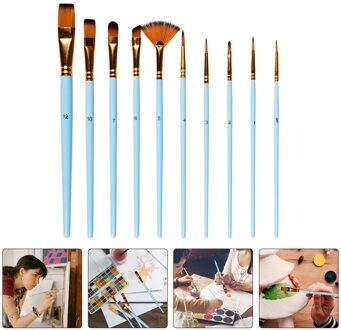 10Pcs Kunstenaar Penselen Nylon Penselen Voor Aquarel Acryl Schilderen