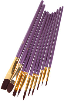 10Pcs Kunstenaar Verf Borstel Set Nylon Haar Aquarel Acryl Olieverf Tekening Jun21