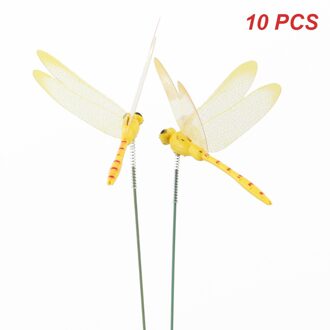 10Pcs Kunstmatige Dragonfly Vlinders Tuin Decoratie Tuin Planter Kleurrijke Dragonfly Gazon Stakes Huis Tuin Decoratie Oranje