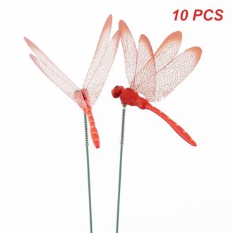 10Pcs Kunstmatige Dragonfly Vlinders Tuin Decoratie Tuin Planter Kleurrijke Dragonfly Gazon Stakes Huis Tuin Decoratie roos