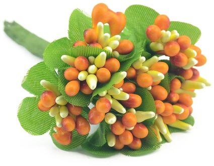 10Pcs Kunstmatige Simulatie Meeldraden Rozen Knoppen Bruiloft Decoratie Handwerk Cake Box Accessoires Diy Krans Parel Fruit Bloem oranje