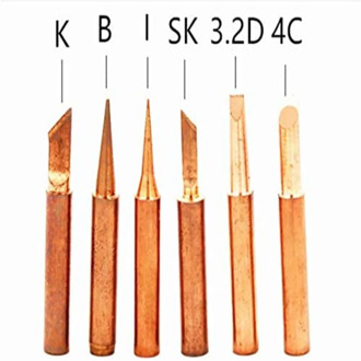 10pcs Lead Free Copper Iron Soldering Tips K, B, I, SK, 3,2D, 4C Soldering Stations Kit Solder Replacement