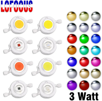 10pcs LED Chip 3W Warm Cool White Red Blue Green Yellow UVA IR Full Spectrum 660nm 440nm COB Grow Lamp For 3 W Watt Light Beads